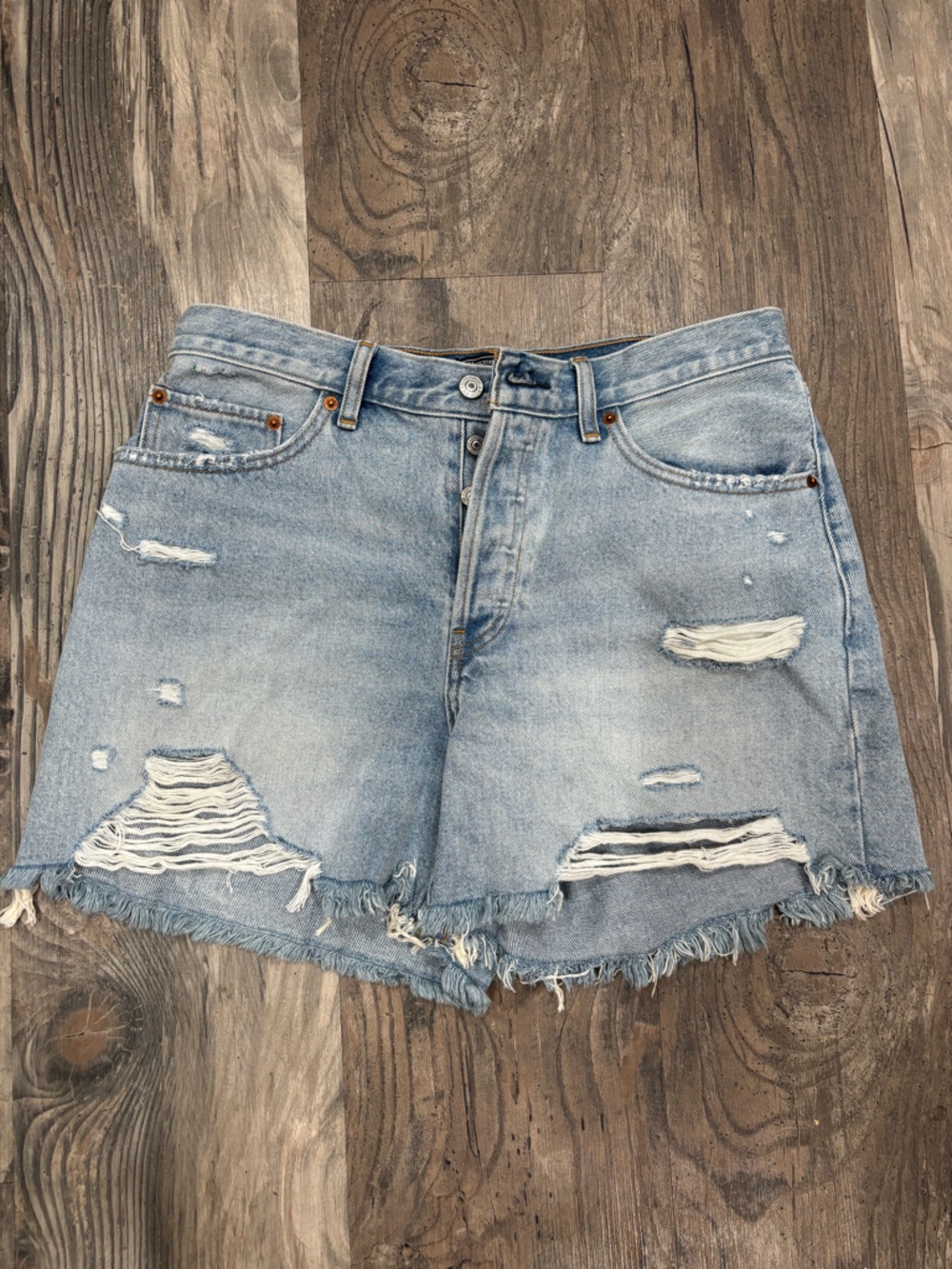 NWOT Abercrombie & Fitch Light Blue Distressed Denim Shorts